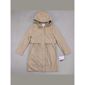 NWT Avec Les Filles Fawn Hooded Raincoat Trench Coat XS